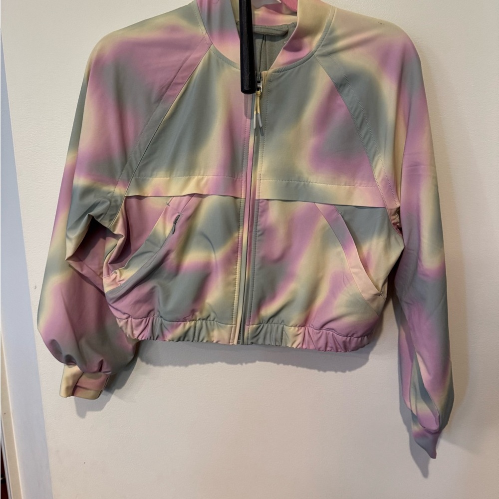 Athleta Pastel Tie-Dye Bomber Jacket